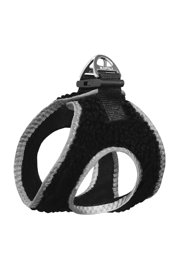 Üç Kilitli Kürklü Kedi Köpek Göğüs Tasması 24-28 cm XX-Small Siyah