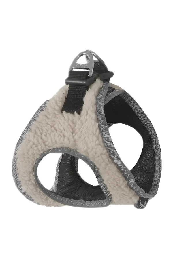 Üç Kilitli Kürklü Kedi Köpek Göğüs Tasması 30-38 cm Small Krem