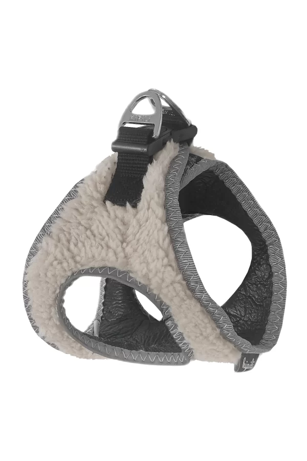 Üç Kilitli Kürklü Kedi Köpek Göğüs Tasması 30-38 cm Small Krem