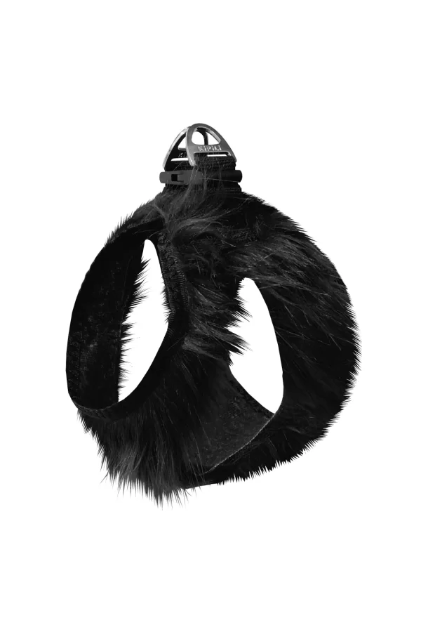 Üç Kilitli Peluş Kedi Köpek Göğüs Tasması 24-28 cm XX-Small Siyah