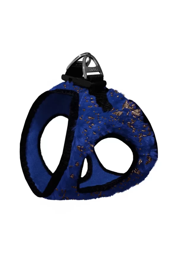 Üç Kilitli Simli Peluş Kedi Köpek Göğüs Tasması 28-34 cm X-Small Lacivert
