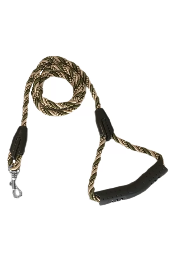 Üçlü Sarmallı Köpek Gezdirme Halatı 1 cm-120 cm Yeşil Krem