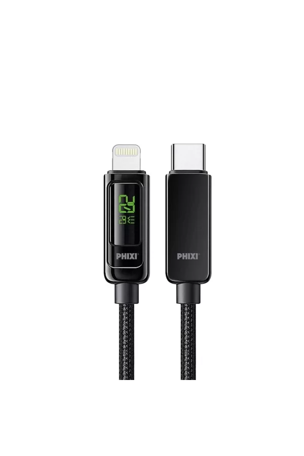 Ultimate Upd4160l 20w Lcd Ekranlı Hasır Örgü Ve Güçlendirilmiş Metal Başlıklı Type-c To Lightning Hızlı Şarj Ve Data Kablo