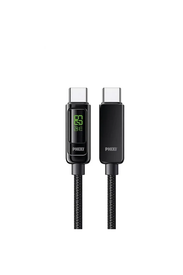Ultimate Upd4160t 60w Lcd Ekranlı Metal Başlıklı Hasır Örgü Type-c To Type-c Hızlı Şarj Ve Data Kablo