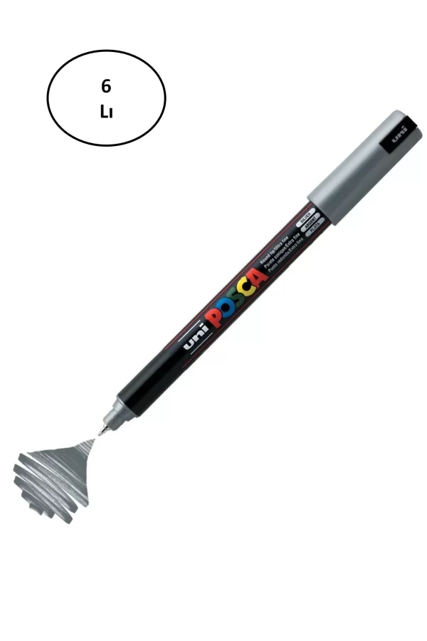Uni Posca PC-1M Boyama Markörü 0.7 mm METALİK Gümüş 10lu