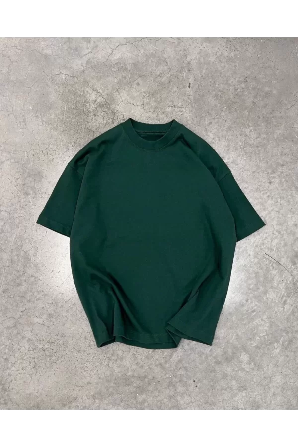 Luz&Pos Unisex Basic Bisiklet Yaka Oversize T-shirt - Haki