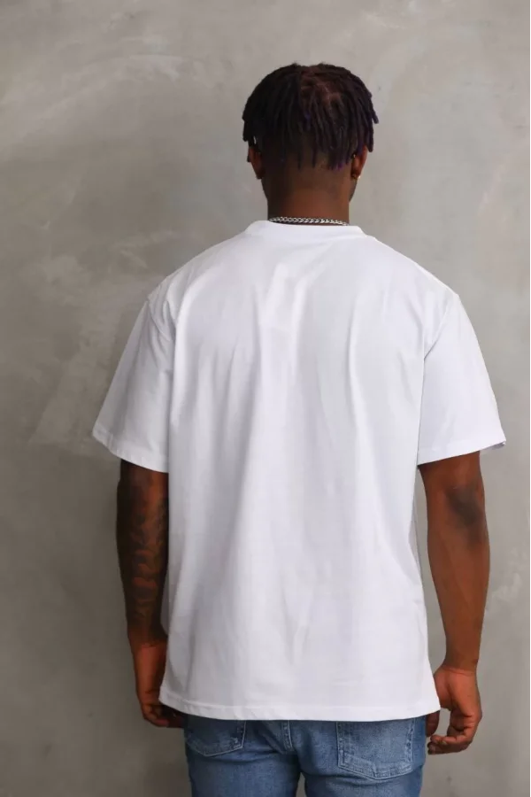 Luz&Pos Unisex Baskılı Oversize T-shirt - Beyaz