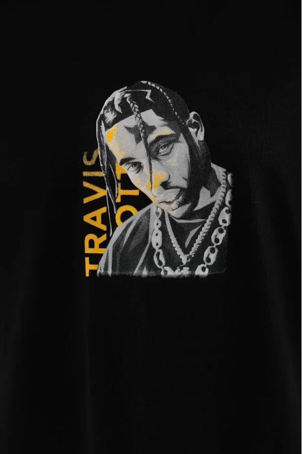 Luz&Pos Unisex Baskılı Oversize T-shirt - Siyah