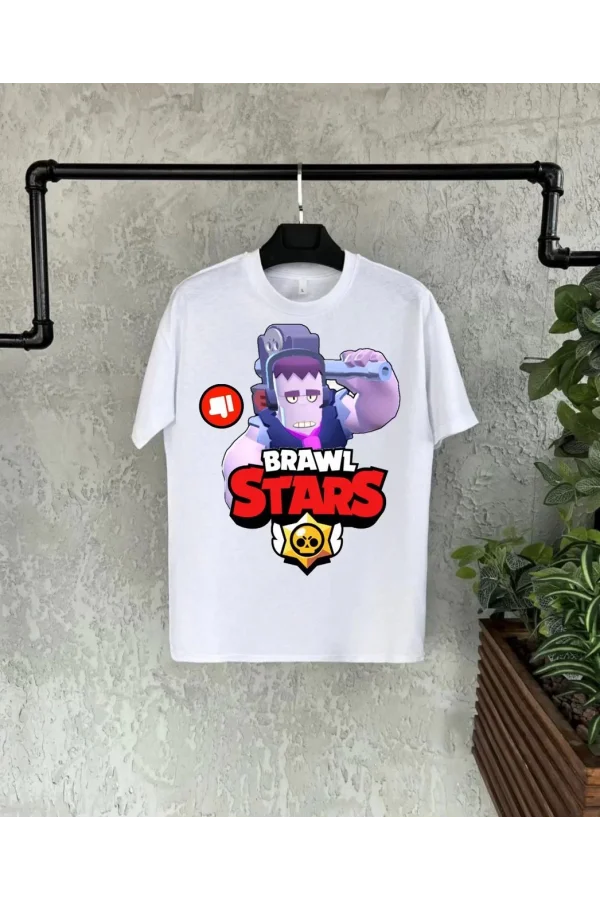 Luz&Pos Unisex Bisiklet Yaka Kısa Kol Baskılı Çocuk T-shirt - Beyaz