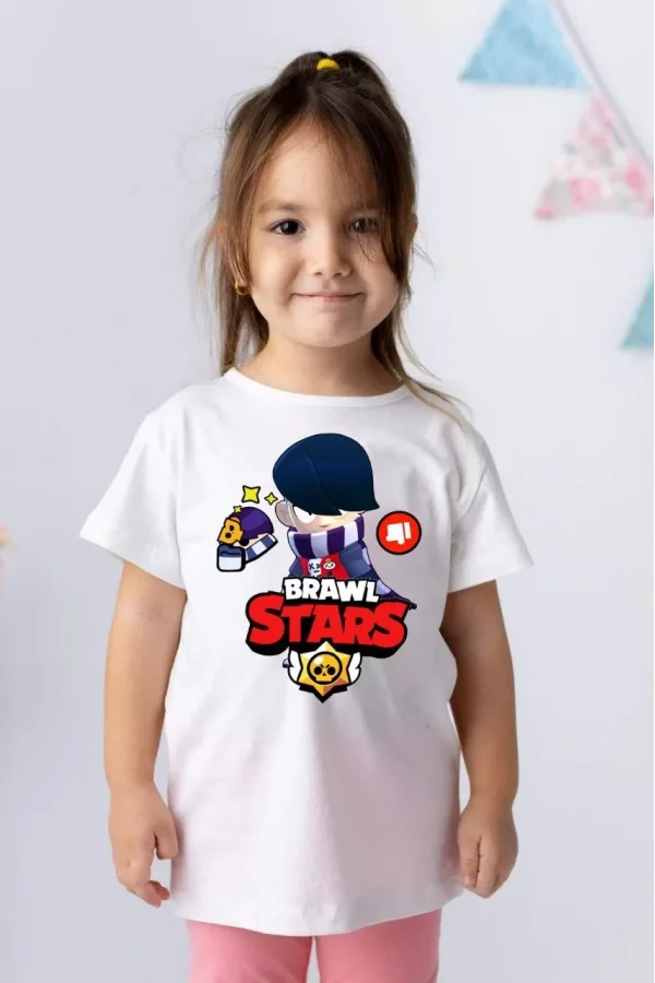 Luz&Pos Unisex Bisiklet Yaka Kısa Kol Baskılı Çocuk T-shirt - Beyaz