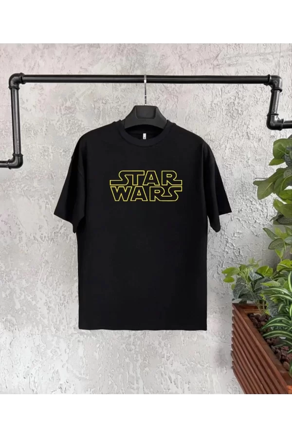 Luz&Pos Unisex Bisiklet Yaka Kısa Kol Baskılı T-shirt - Siyah
