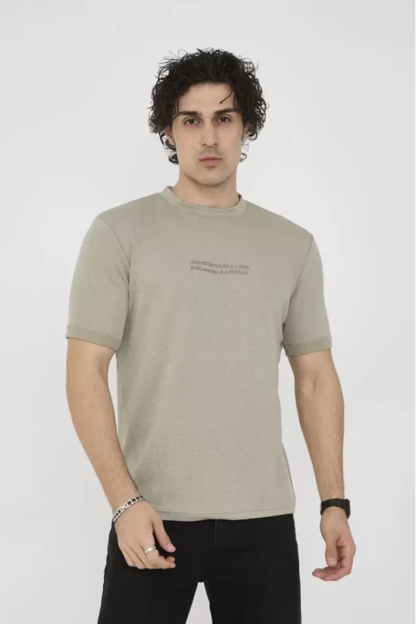 Unisex Bisiklet Yaka Slim Fit T-Shirt- Açık Yeşil