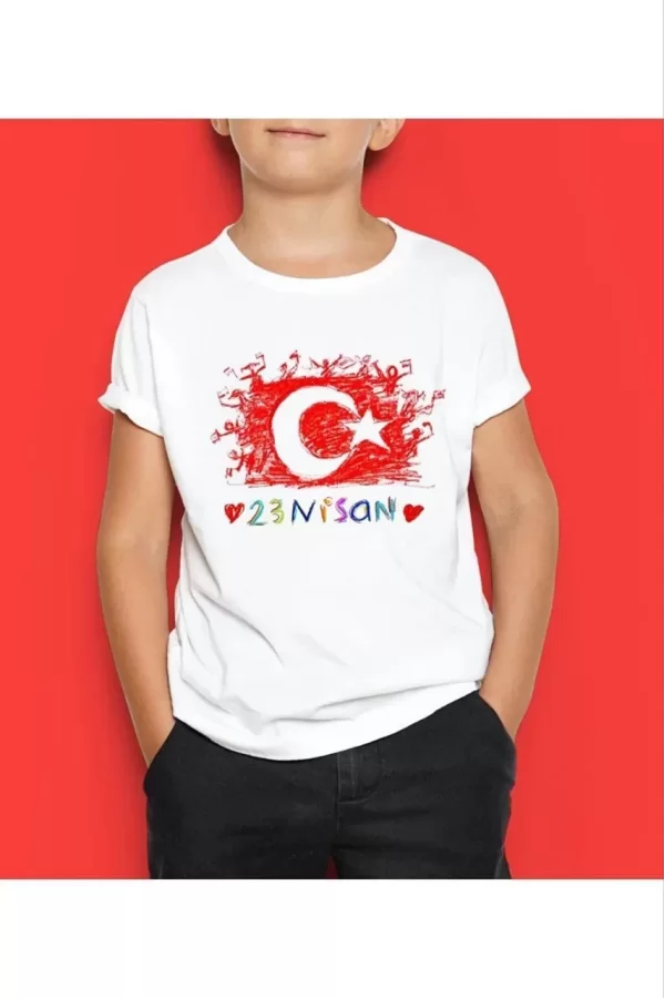 Luz&Pos Unisex Çocuk Baskılı T-shirt - Beyaz