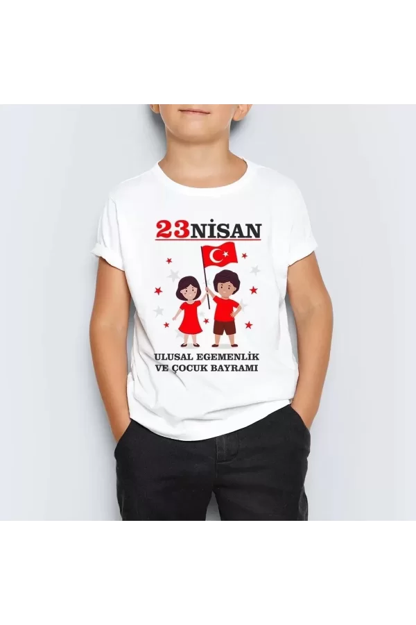 Luz&Pos Unisex Çocuk Baskılı T-shirt - Beyaz