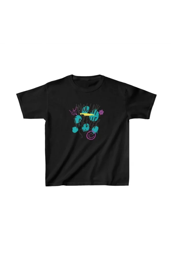 Luz&Pos Unisex Çocuk Baskılı T-shirt - Siyah