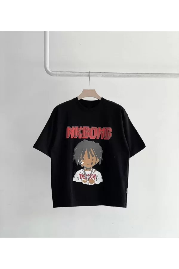Luz&Pos Unisex Çocuk Baskılı T-shirt - Siyah
