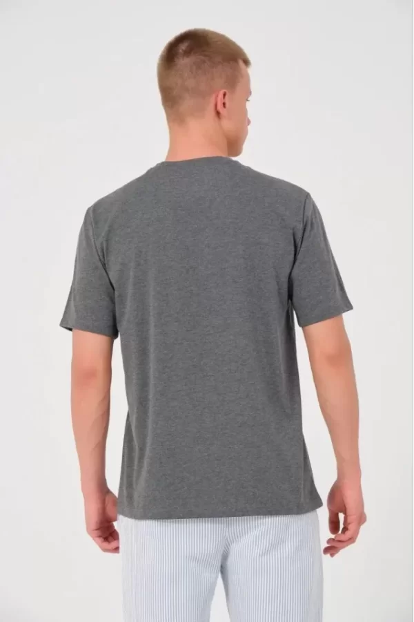 Unisex Düz Biskilet Yaka Oversize T-shirt - Füme