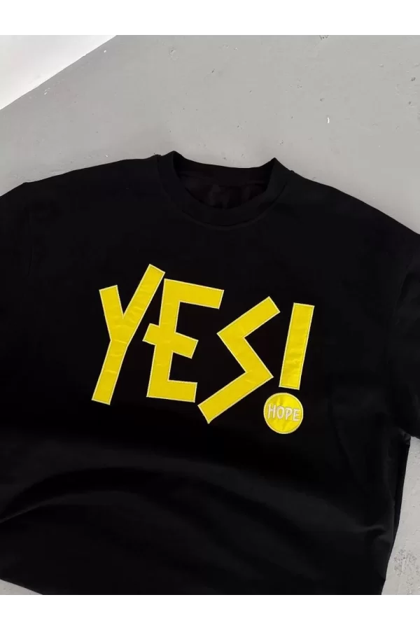 Luz&Pos Unisex Nakış İşlemeli T-shirt - Siyah
