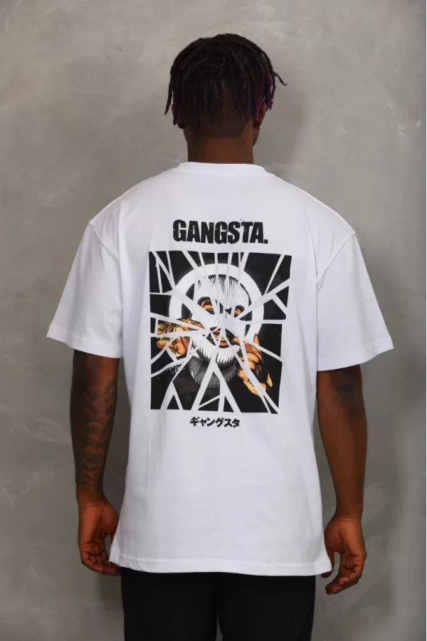Luz&Pos Unisex Oversize Baskılı Bisiklet Yaka T-shirt - Beyaz