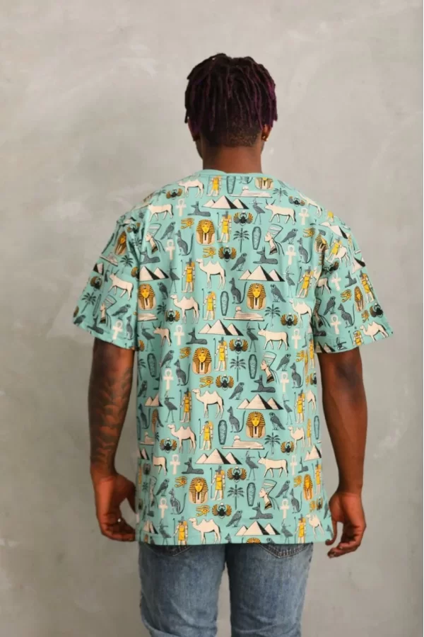Luz&Pos Unisex Oversize Baskılı Bisiklet Yaka T-shirt - Mint Yeşili