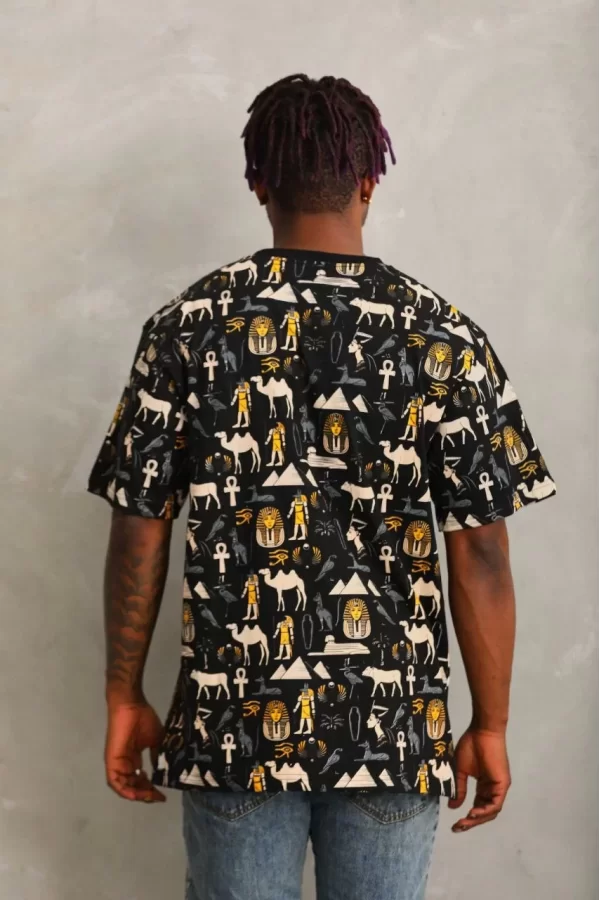 Luz&Pos Unisex Oversize Baskılı Bisiklet Yaka T-shirt - Siyah