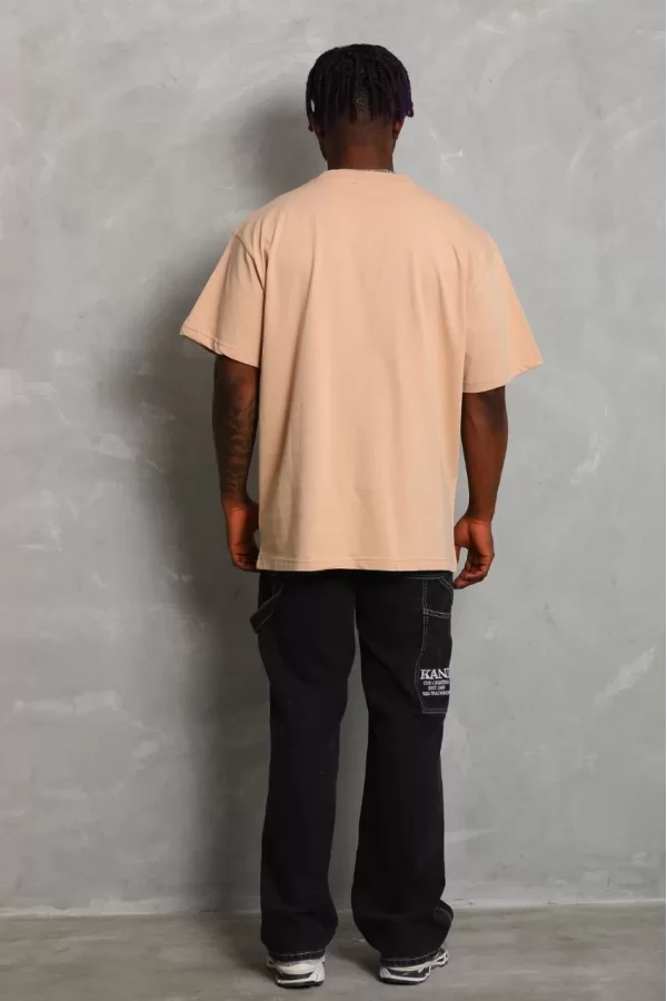 Luz&Pos Unisex Oversize Düz Bisiklet Yaka T-shirt - Bej
