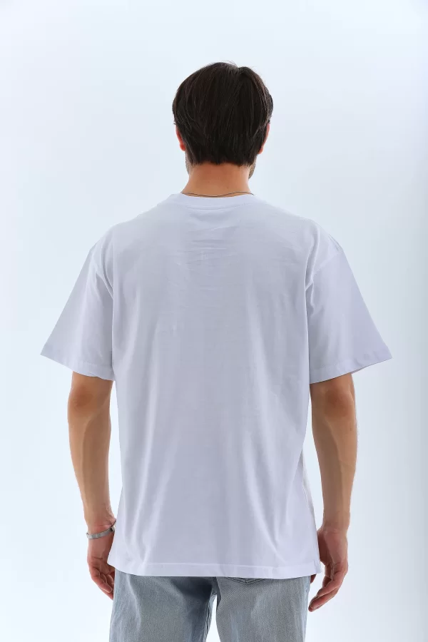 Luz&Pos Unisex Oversize Düz Bisiklet Yaka T-shirt - Beyaz