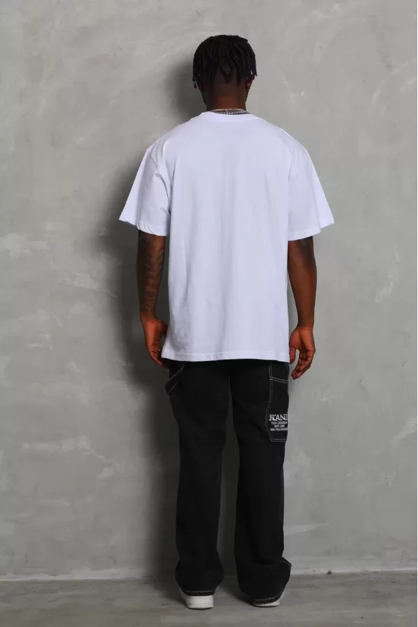 Luz&Pos Unisex Oversize Düz Bisiklet Yaka T-shirt - Beyaz