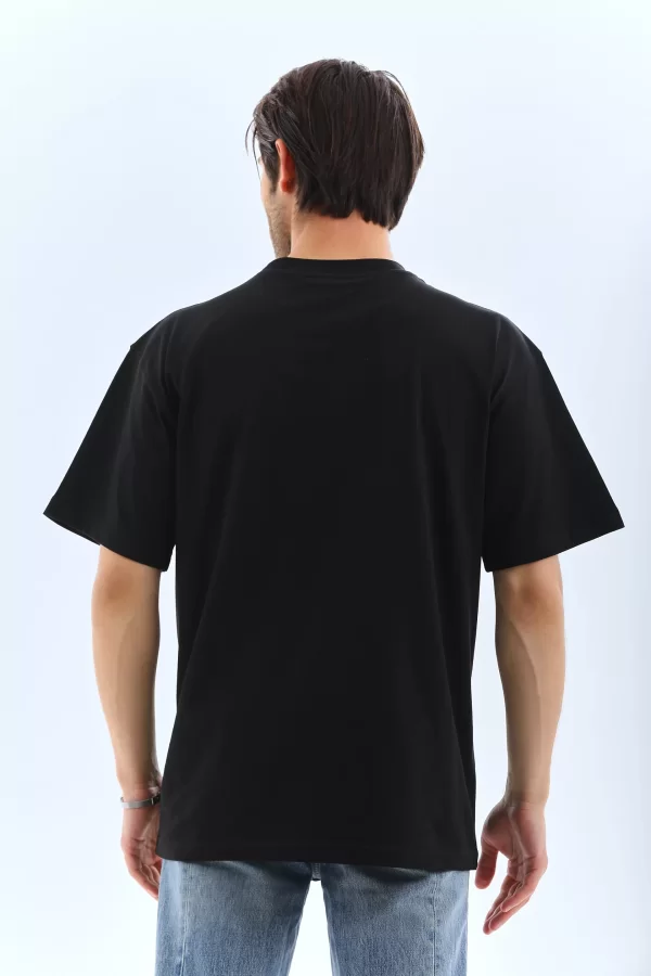 Luz&Pos Unisex Oversize Düz Bisiklet Yaka T-shirt - Siyah