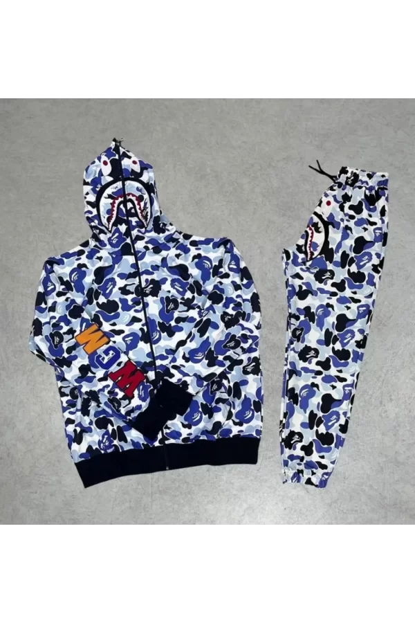 Unisex Pubg Bape X Shark Eşofman Takımı - Gri