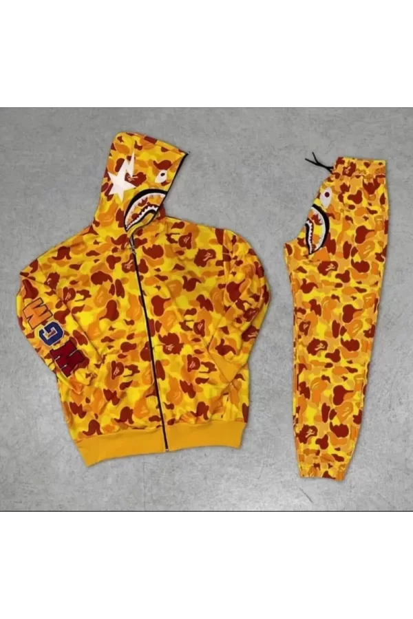 Unisex Pubg Bape X Shark Eşofman Takımı - Sarı