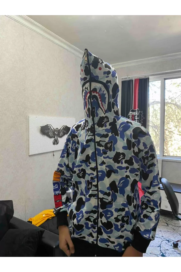 Luz&Pos Unisex Pubg Bape X Shark Hoodie - Gri