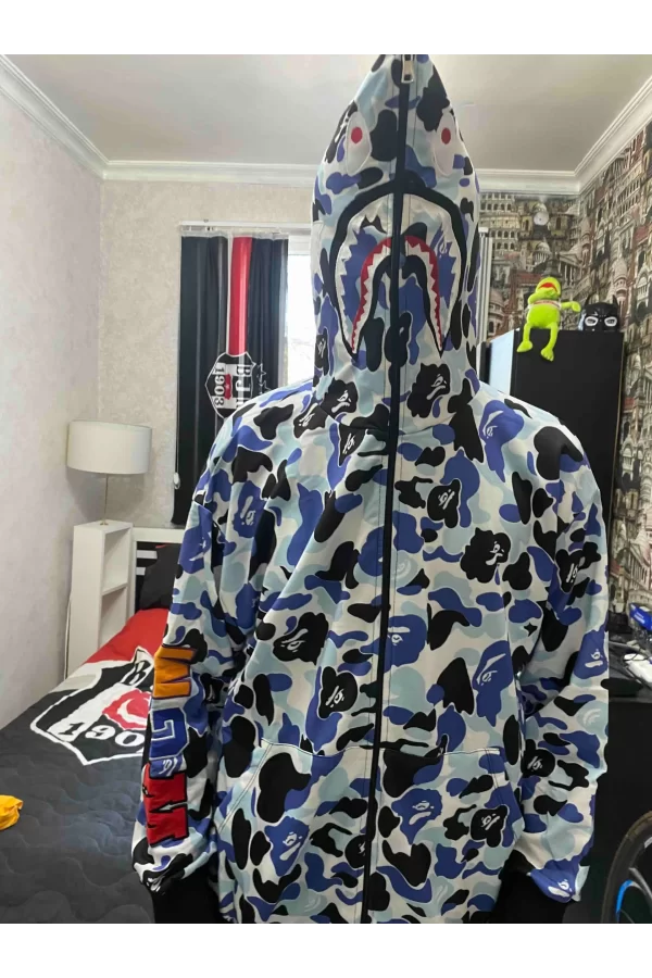 Luz&Pos Unisex Pubg Bape X Shark Hoodie - Gri
