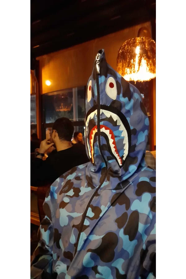 Luz&Pos Unisex Pubg Bape X Shark Hoodie - Mavi