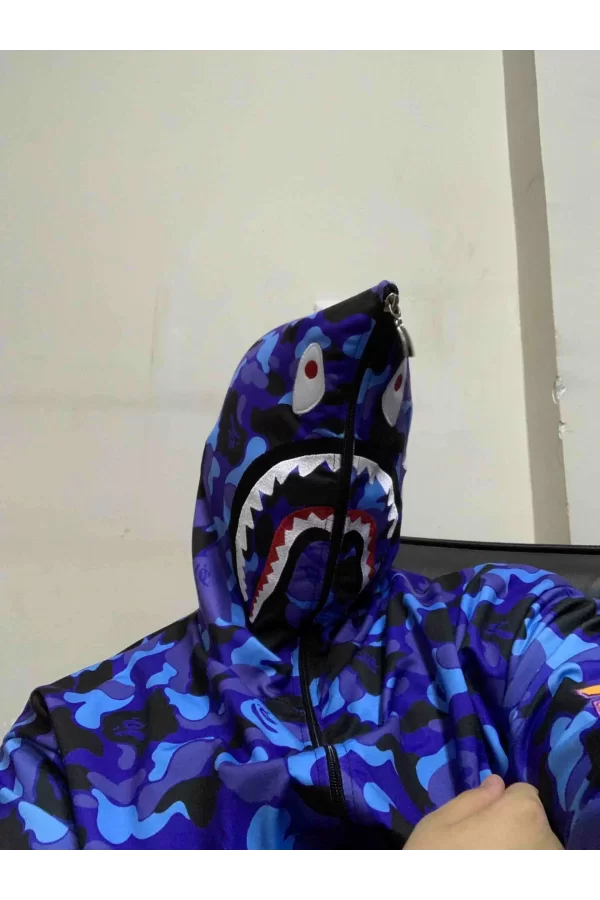 Luz&Pos Unisex Pubg Bape X Shark Hoodie - Mavi