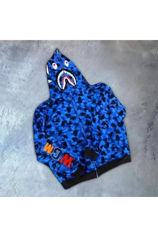 Luz&Pos Unisex Pubg Bape X Shark Hoodie - Mavi