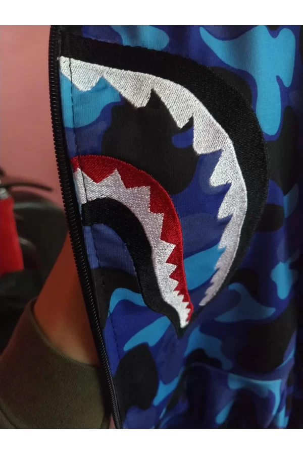 Luz&Pos Unisex Pubg Bape X Shark Hoodie - Mavi