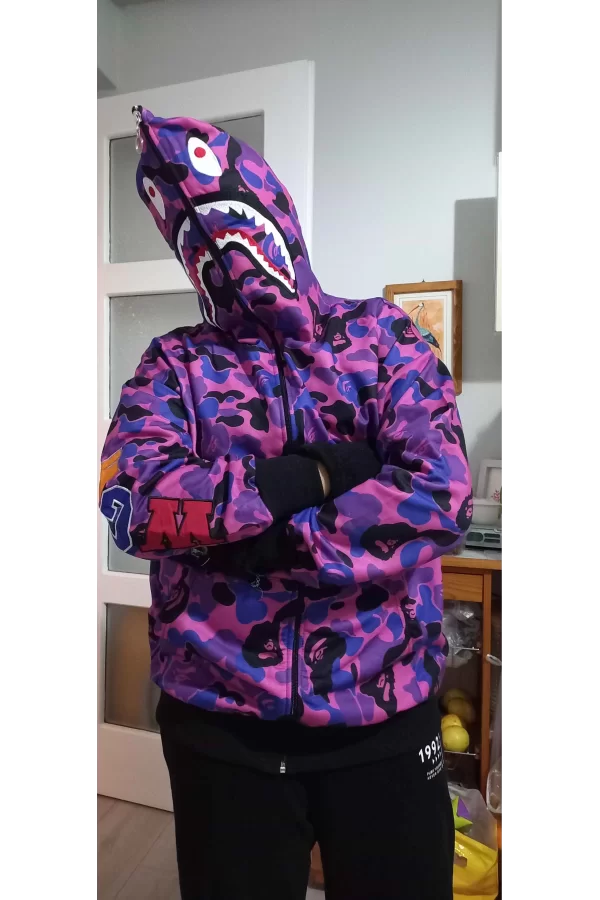 Luz&Pos Unisex Pubg Bape X Shark Hoodie - Mor