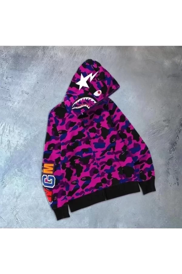 Luz&Pos Unisex Pubg Bape X Shark Hoodie - Mor