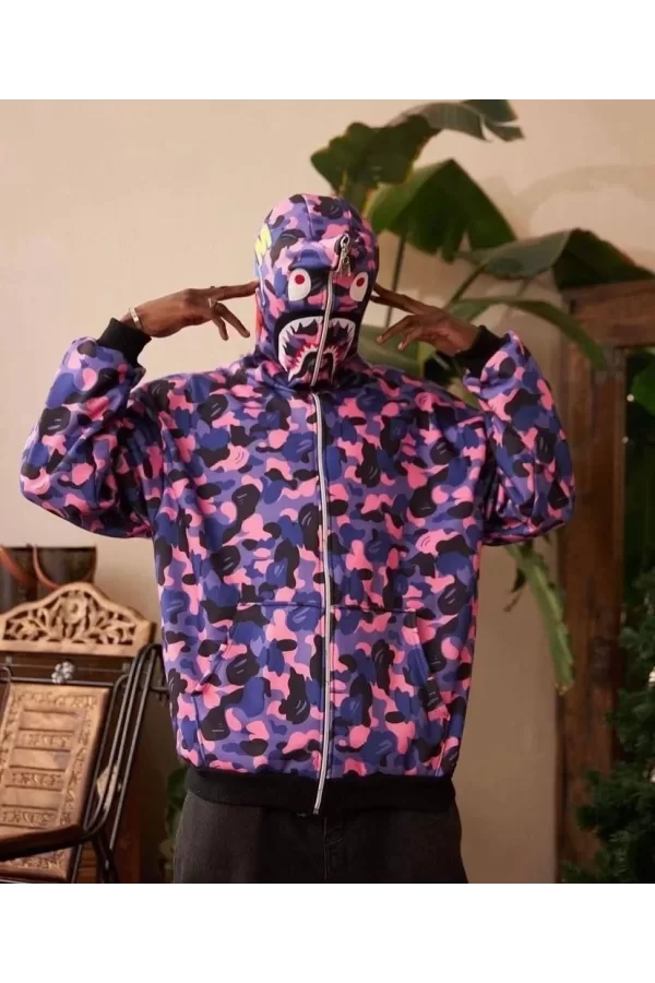 Luz&Pos Unisex Pubg Bape X Shark Hoodie - Mor