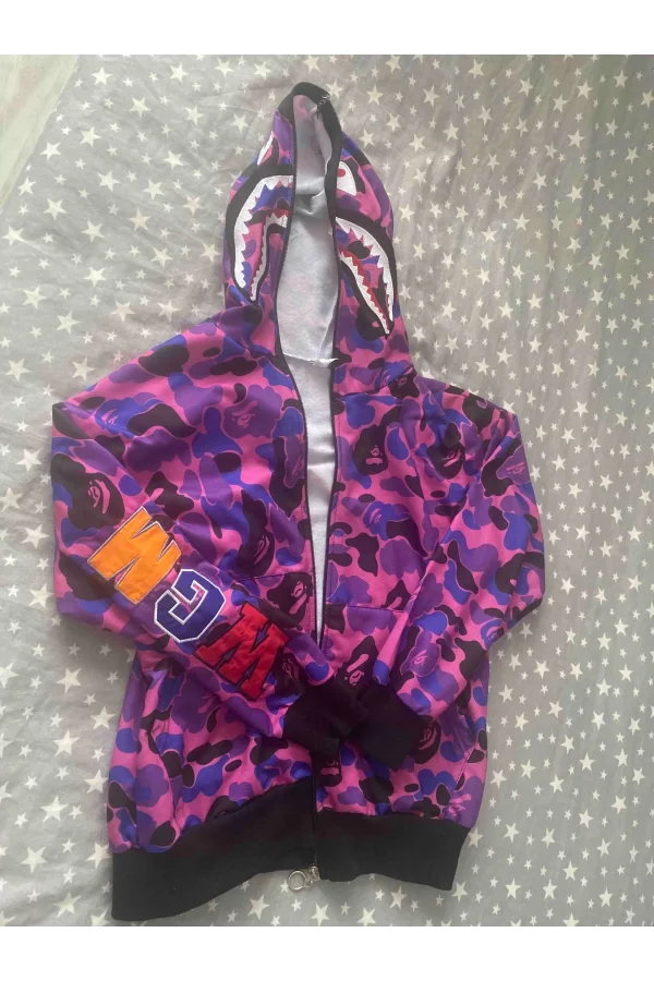 Luz&Pos Unisex Pubg Bape X Shark Hoodie - Mor