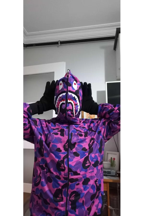 Luz&Pos Unisex Pubg Bape X Shark Hoodie - Mor