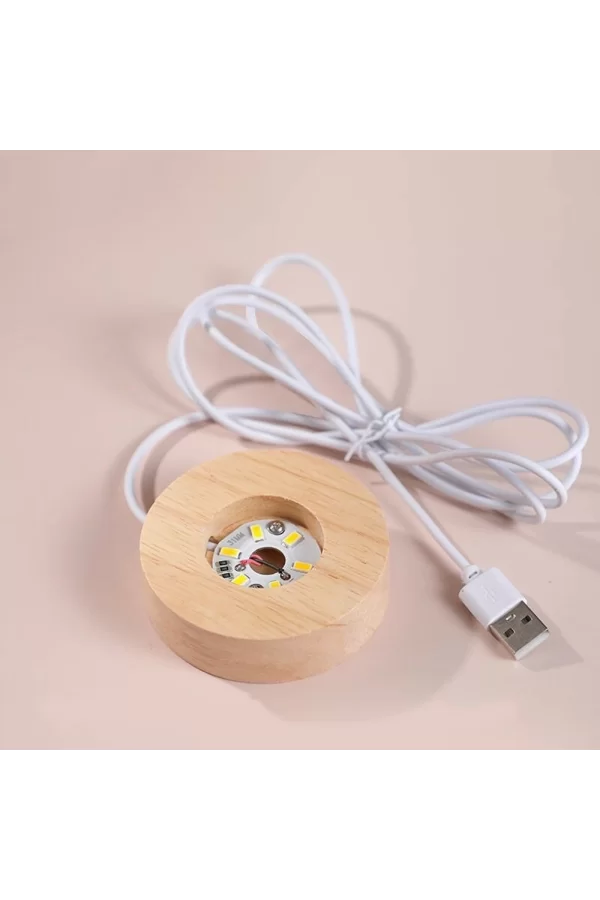 Usbli Ahşap Altlıklı Kalp Tasarımlı Cam Küre