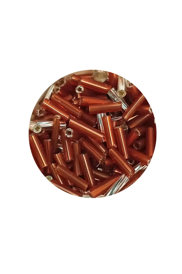 Uzun Boru Kesme Boncuk Çap 2mm Uzunluk 10 mm - 20 Gram - Kahverengi Gümüş - BNC262