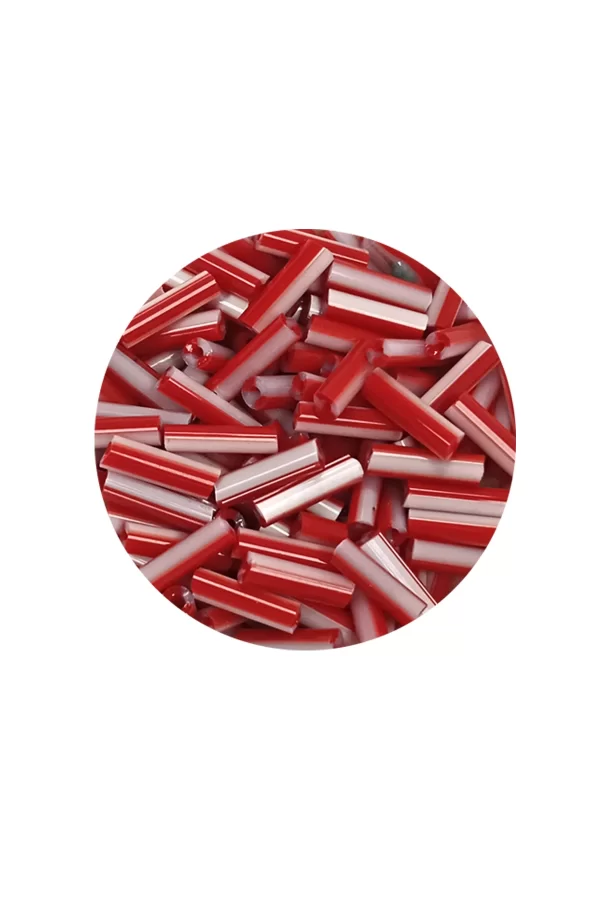 Uzun Boru Kesme Boncuk Çap 2mm Uzunluk 10 mm - 20 Gram - Kırmızı Beyaz - BNC239