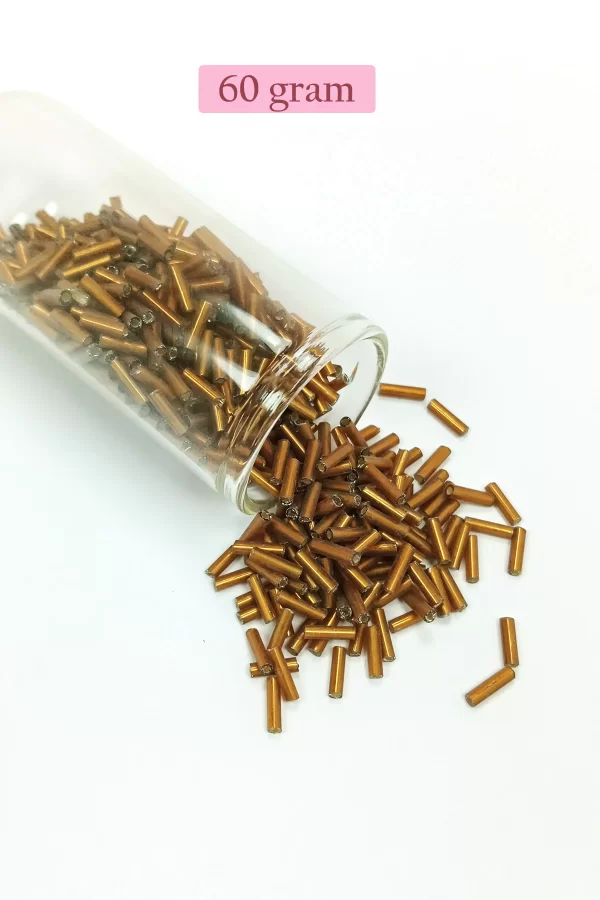 Uzun Boru Kesme Boncuk Çap 2mm Uzunluk 10 mm - 60 Gram - Koyu Altın - BNC265