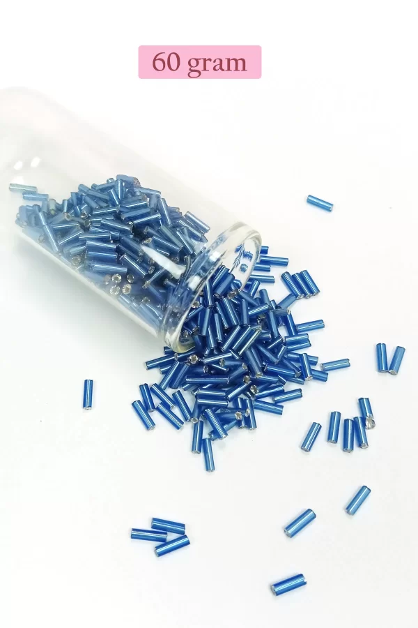 Uzun Boru Kesme Boncuk Çap 2mm Uzunluk 10 mm - 60 Gram - Mavi - BNC281