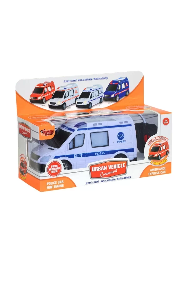 V001-2 V3 V004  Kumandalı Sesli Işıklı Polis Arabası-jandarma-ambulans-itfaiye 1:18-vardem