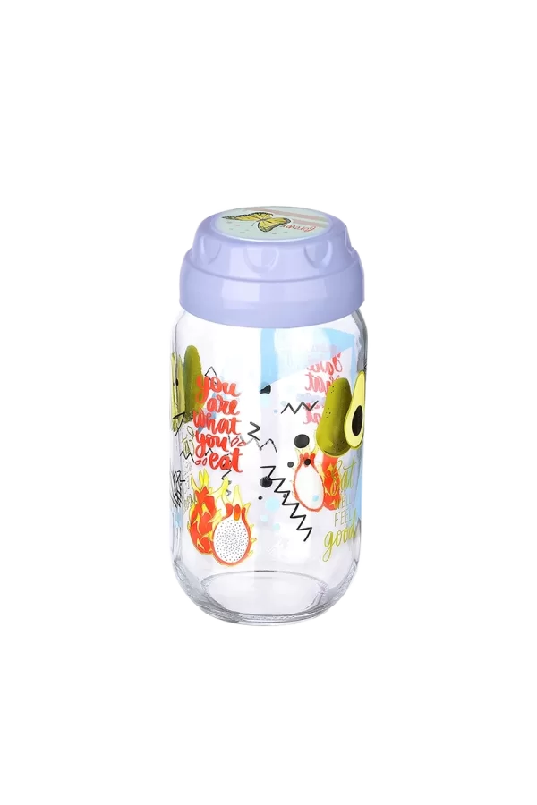 Vintage  Dekoratif  Desenli Cam Kavanoz 1000 Ml - 33,8 Oz - Avokado