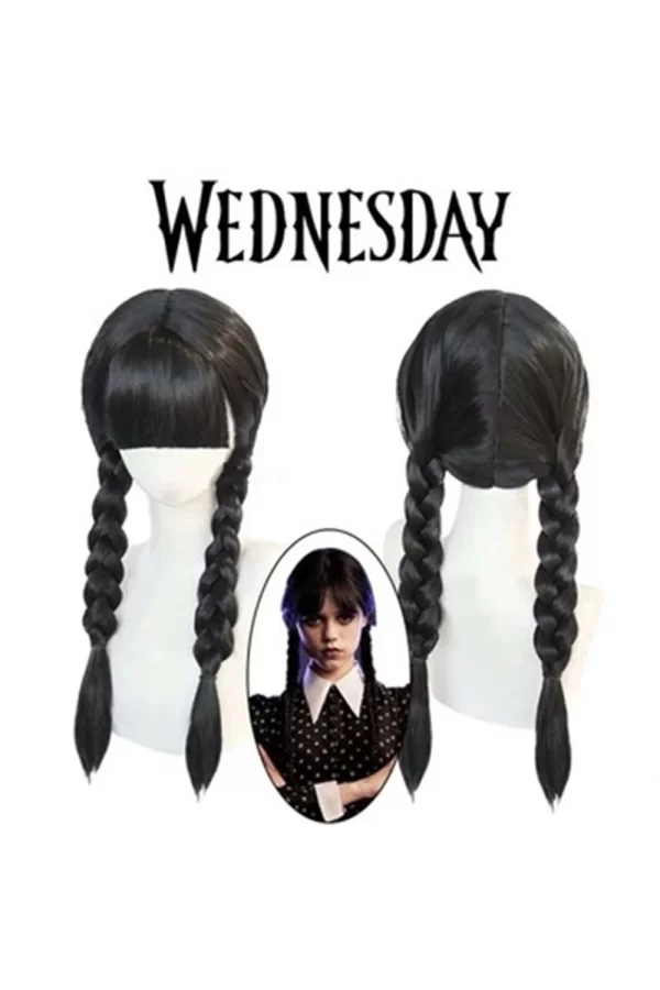 Wednesday Siyah Örgülü Peruk